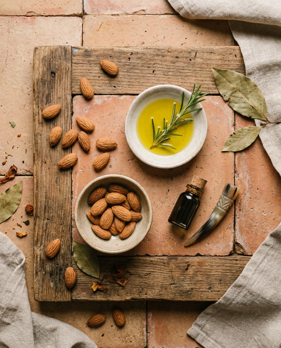 Almonds and olive oil, the kohl ingredients